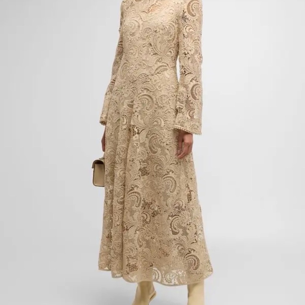 Zimmermann Beige Lace Long Sleeve Maxi Dress